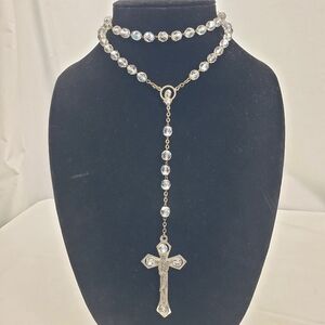 Rosary Beads Glass Clear Necklace